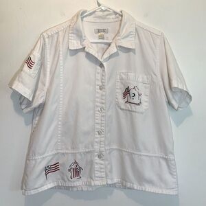 Christopher Banks USA Flag Embroidery Cotton Top